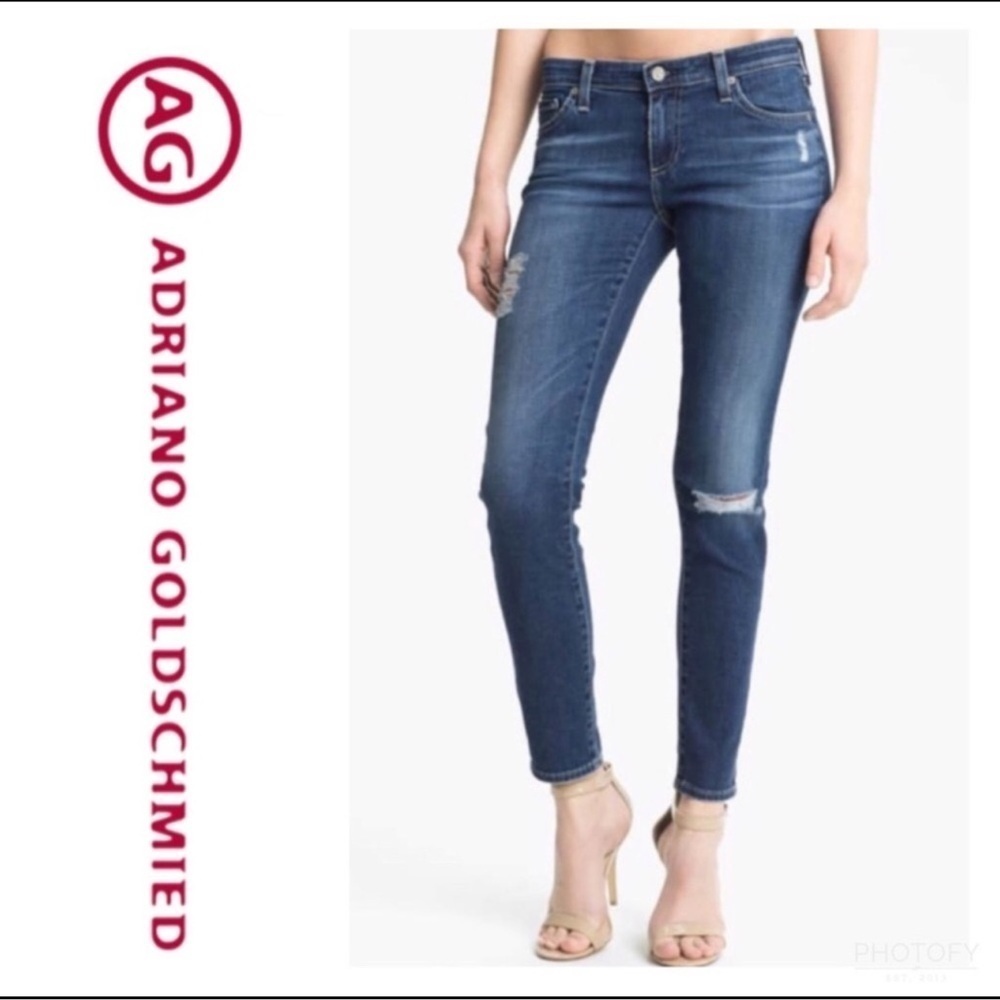 New AG the‎ Abbey mid-rise super skinny rip jeans
